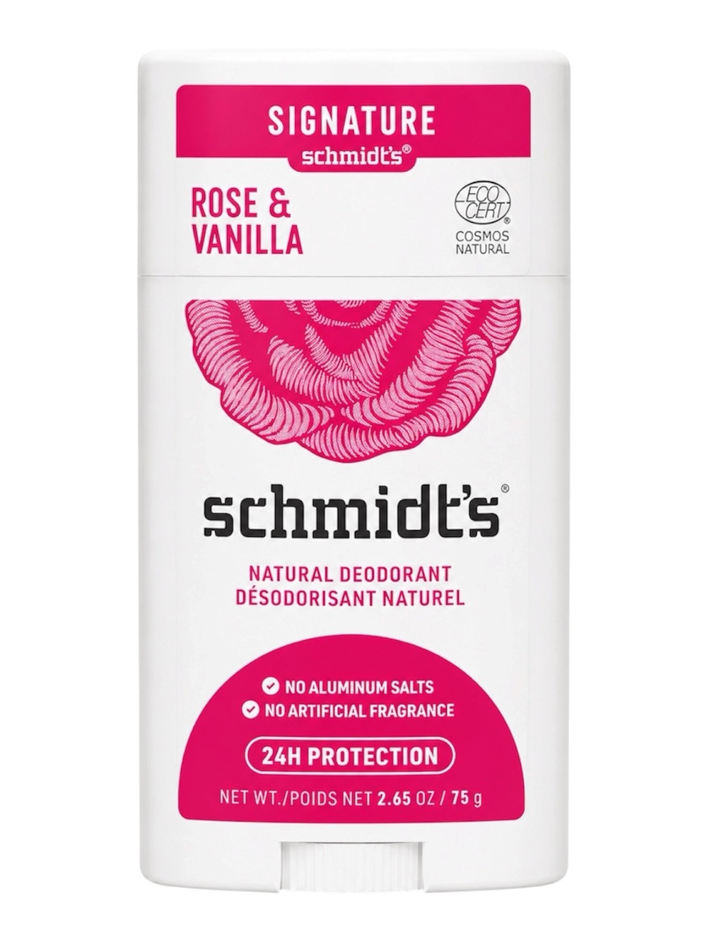 SCHMIDT’S ROSE & VANILLA NATURAL DEODORANT 24H PROTECTION 75G - BRAND NEW
